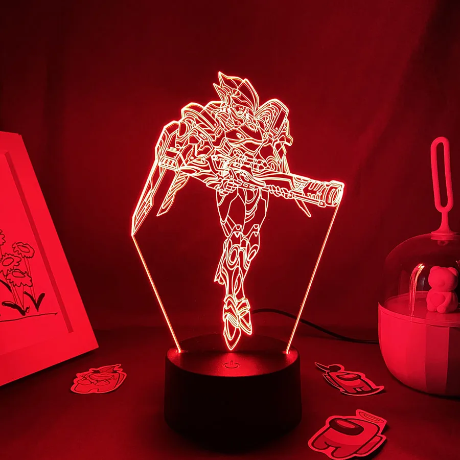 

Overwatches OW Game Figure Pharah 3D Led Neon Night Lights Birthday Gift For Friends Gaming Room Table Cool Decor Xmas Lava Lamp