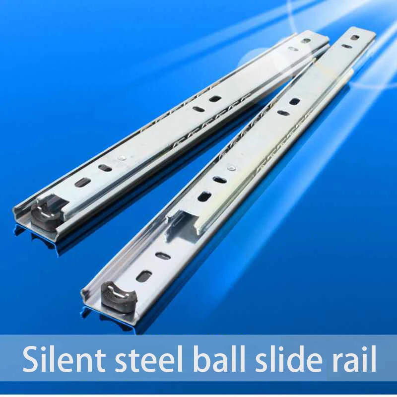 27mm Wide Two Section Track Ball Silent Drawer Slide Computer Desk Keyboard Slide 42mm Wide Three Section Drawer Slide Hardware