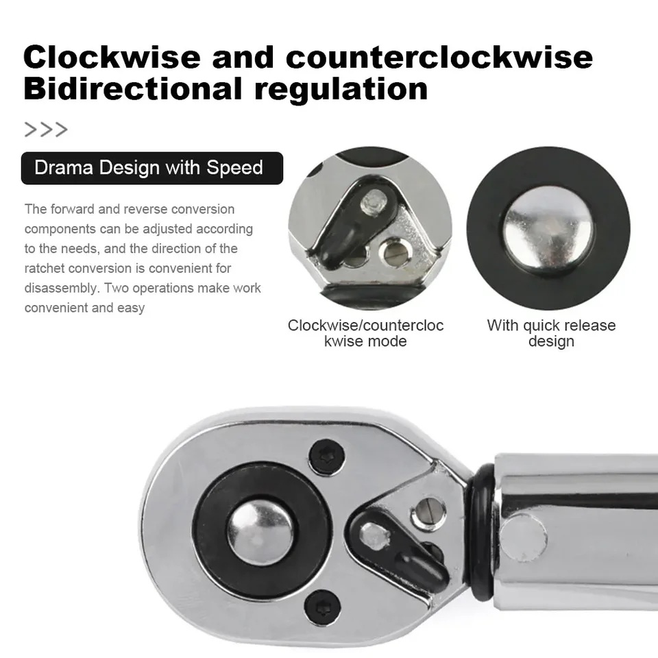Clé Dynamométrique Réversible 3/8″ – 5-60 N.m – Avec Douille Pour Bougie – Précision ±4%