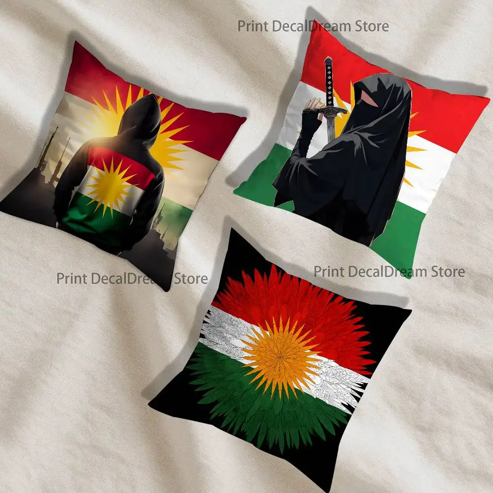 

Kurdistan Flag Art Emery Cushion For Bedroom Car Coffee Shop Room and Living Room Sofa Decorative Pillow Cover Case