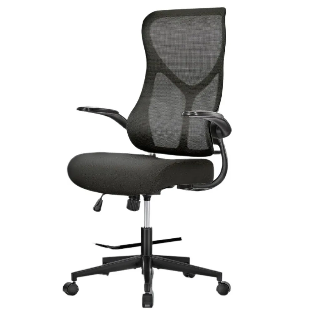 Office Desk Computer Chair, Comfy High Back Swivel Rolling Home Mesh Gaming Chairs with Wheels, Lumbar Support, Flip-up Arms