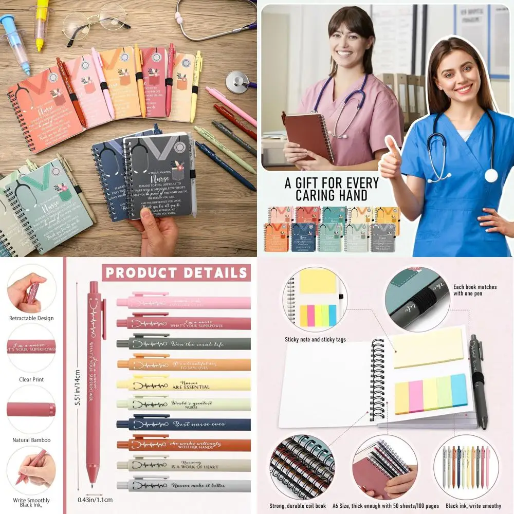 

Nurse Appreciation Gifts: 40-Set CNA Christmas Notebooks, Pens & Sticky Notes in Morandi Colors for Nursing Team