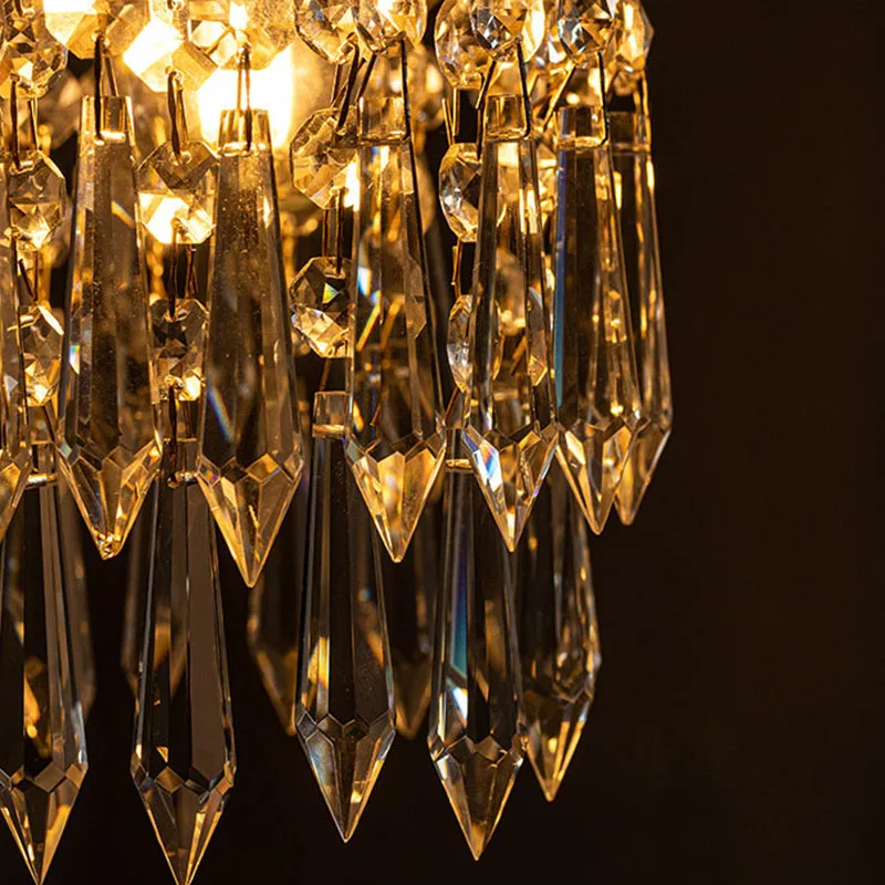 Luxury American Retro Copper Crystal Wall Lamp Creative French Living Room Tv Background Bedroom Bedside Led Lighting