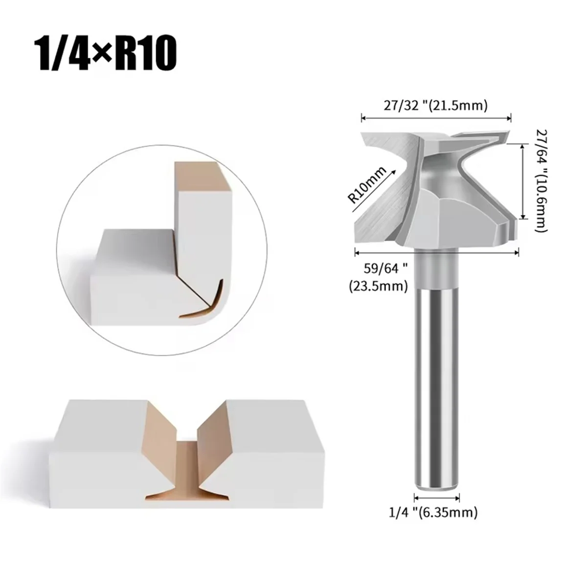 ABNJ Arc Bending Integrated Router Bit Forming Tool Arc Bending Router Bit for Wooden Door Wall Cabinet 1/4XR10 view 6