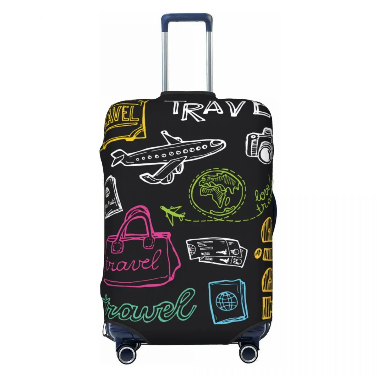 Doodle Travel Suitcase Cover Abstract Geometric Cruise Trip Holiday Useful Luggage Accesories Protector