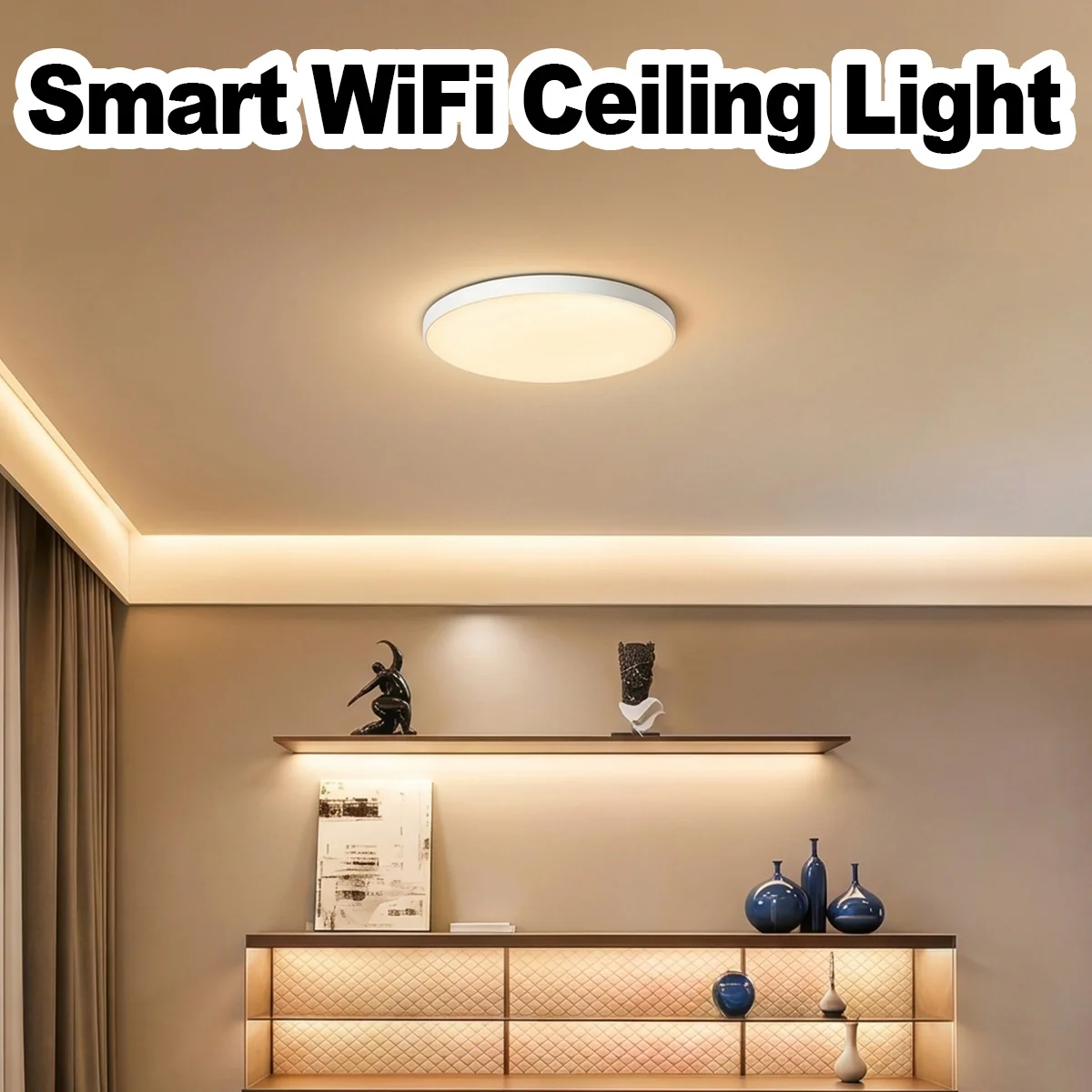 Smart LED Ceiling Light RGB Bluetooth Ultra-thin Flat Panel Home Decor Night Lamp Ambient Living Room Works With Alexa Art LED