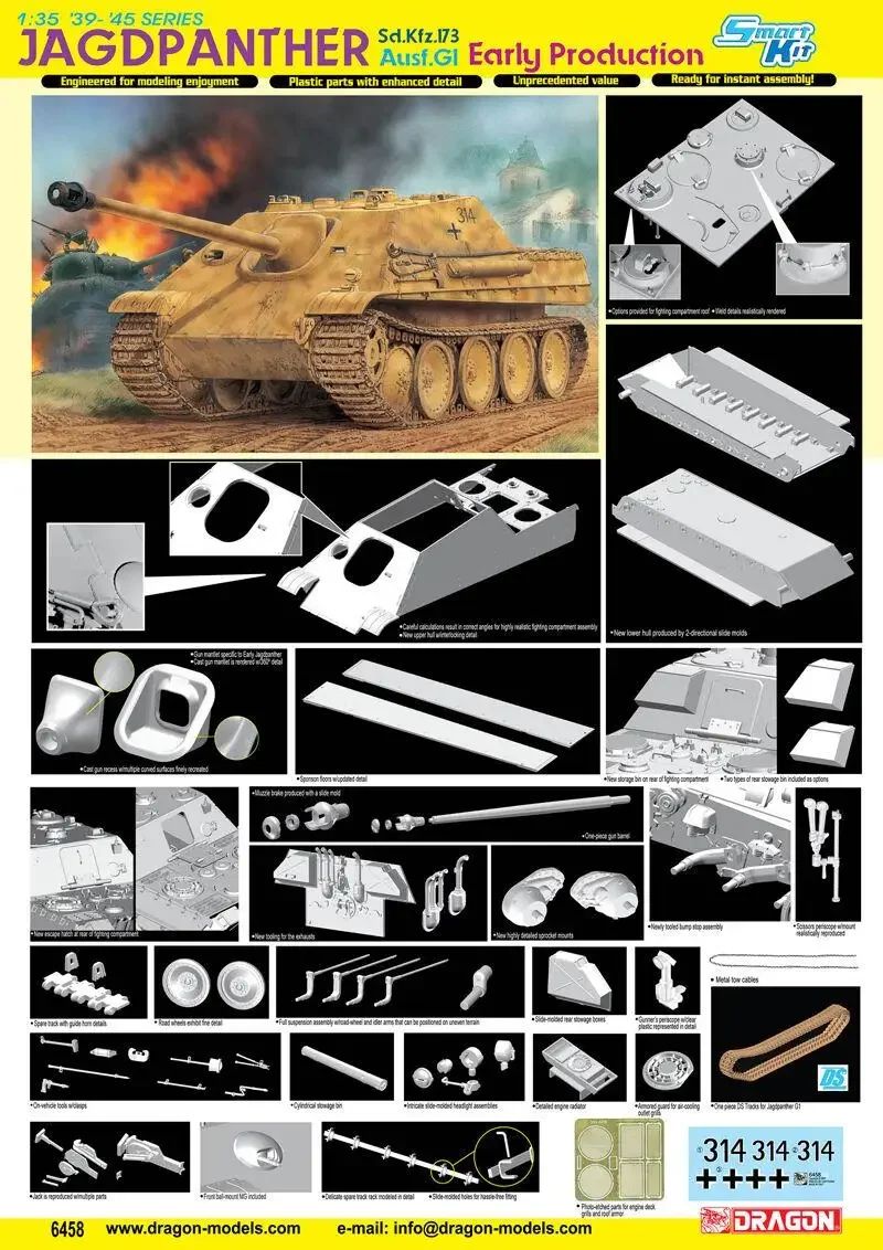 Dragon 6458 1/35 scale Sd.Kfz.173 Jagdpanther Ausf.G1 Early Production model kit