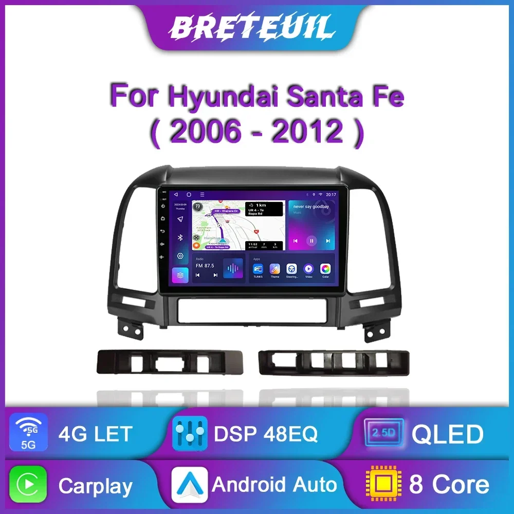 For Hyundai Santa Fe 2 2006-2012 Android Car Radio Multimidia Player GPS Navigation Carplay Screen Auto Stero Intelligent System