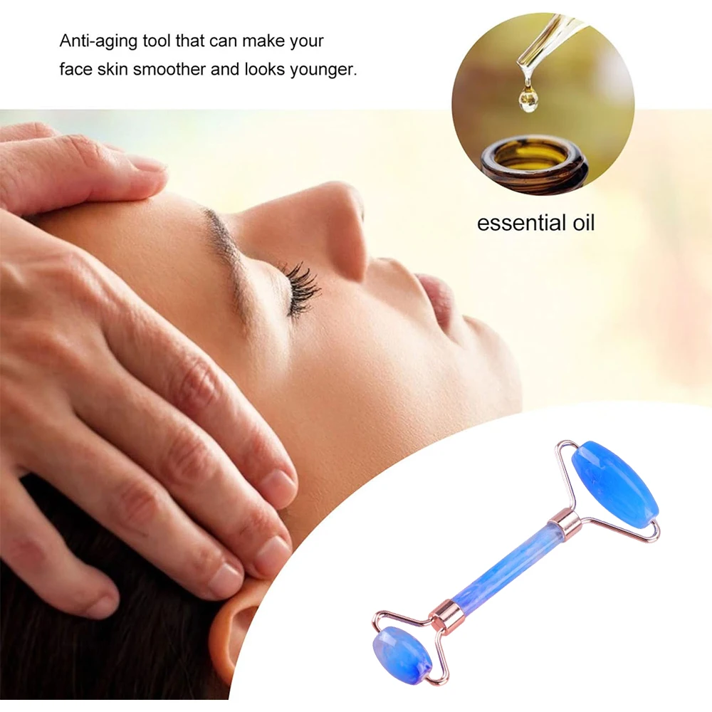 1PCS ดอกไม้ฝนหินลูกกลิ้งนวดหน้า Beauty Skin Care เครื่องมือลูกกลิ้งนวดสําหรับใบหน้าคอกลับ