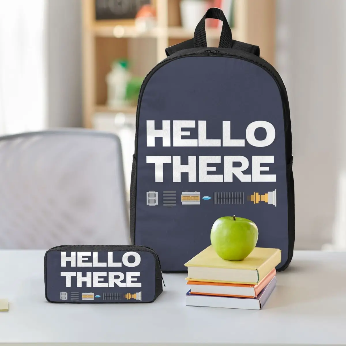 Hello There Backpack Boys Girls BookBag School Bag Shoulder Bags 3ps Insulated Lunch Bag Pencil Case