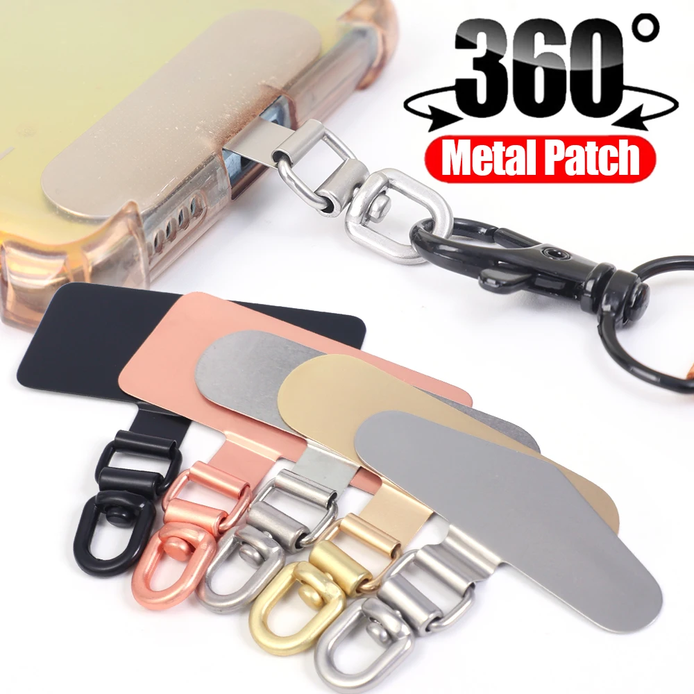 New 360 Degree Rotatable Phone Lanyard Metal Patch Stainless Steel Anti-lost Gasket For Cellphone Case Straps Pad Tether Tabs