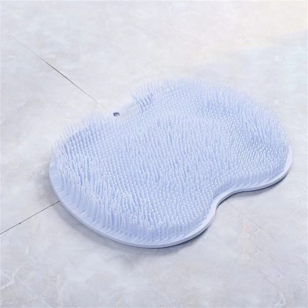 Cepillo de silicona para frotar la espalda, almohadilla antideslizante para lavado de pies, alfombrilla de ducha con ventosa, exfoliante para pies