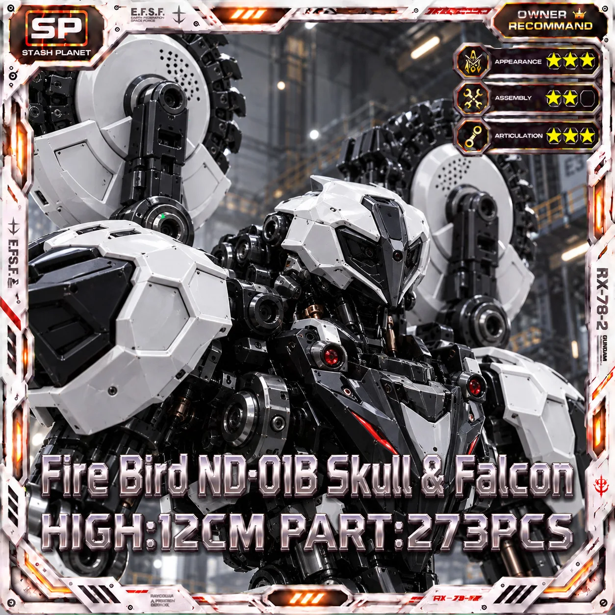 FAST SHIP /Big Fire Bird Build 1/60 Skull Bird & Baza 2 In 1 Mecha Model Kit (STASH PLANET)
