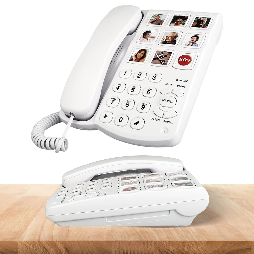 Corded Telephone One Button Touch Amplified Picture Landline Phone 9 Piction Enlarged Phone for Patients with Hearing Impairment