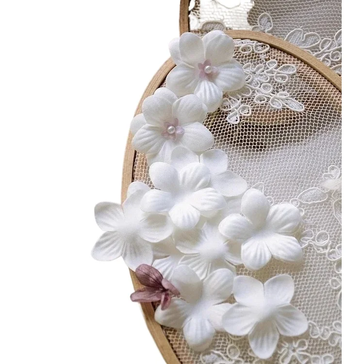 100 قطعة/الحزمة.3.8 سنتيمتر ثلاثية الأبعاد زهرة الساتان المواد خوذة الزفاف التصميم زهرة قطعة اليدوية DIY بها بنفسك فستان الزفاف البتلة اكسسوارات