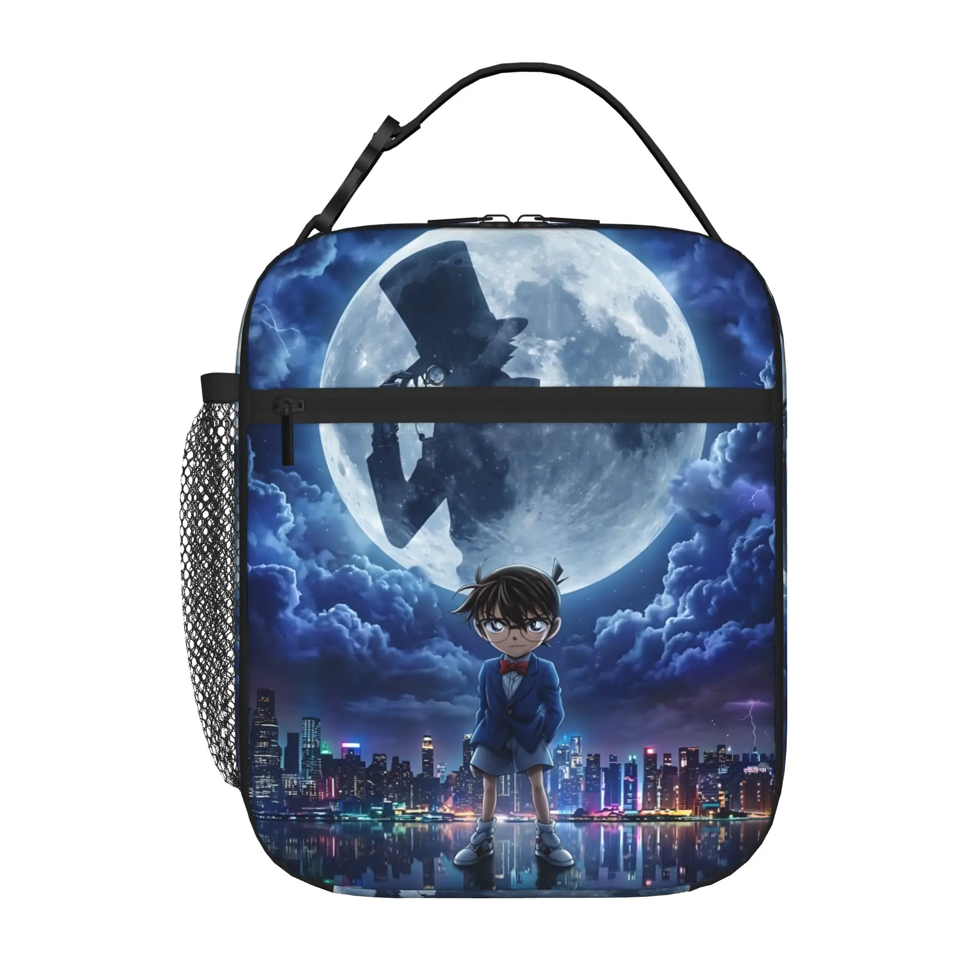 1 Piece Portable Lunch Container Stand  Zipper Closure Durable Pocket D-Detectives ConanS  For Lunch Lunch Box Bag