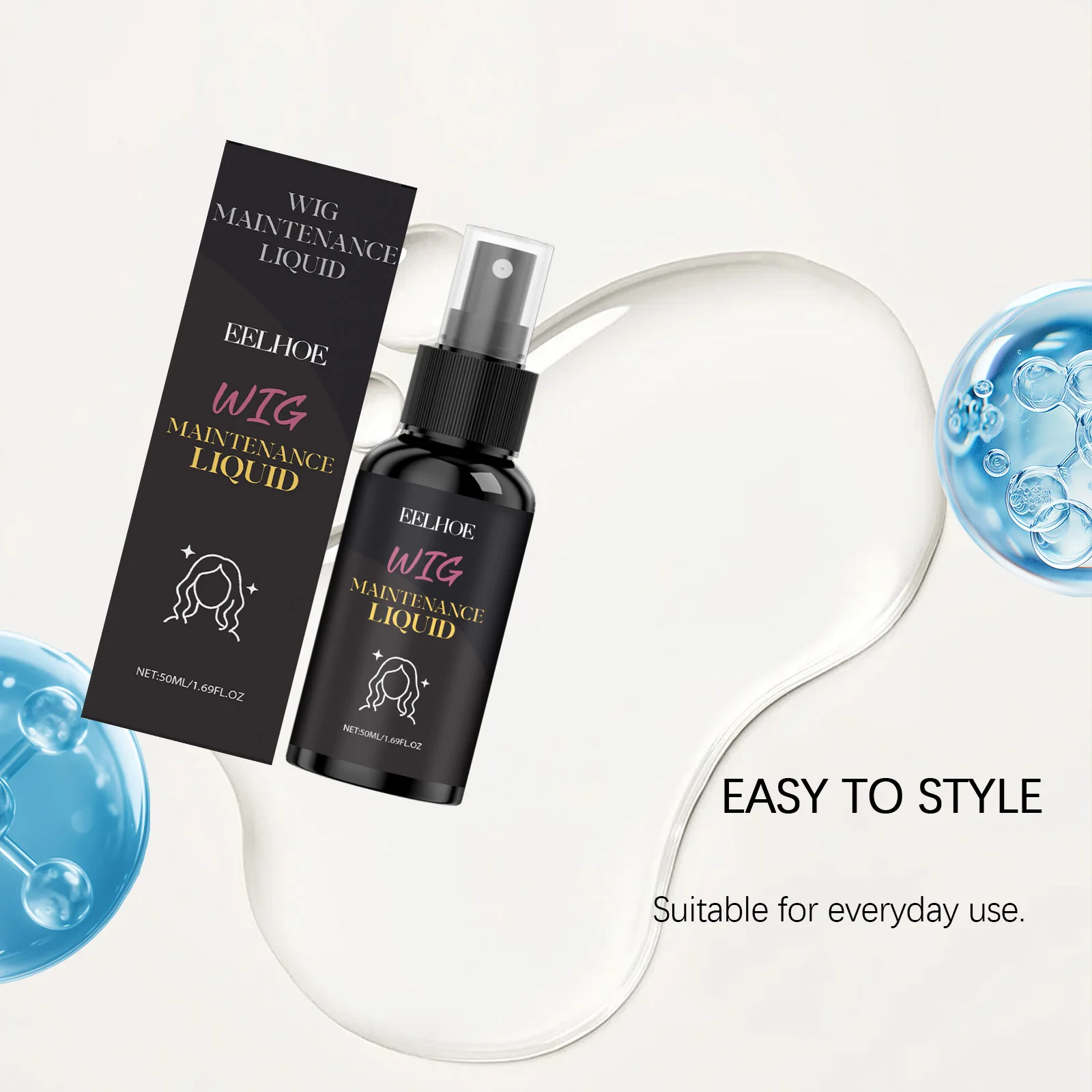 

EELHOE Wig Fluffy Spray Eliminate Frizz Brightening Luster Oil Control Deeping Hydration Maintain Softness Hair Nourishing Spray