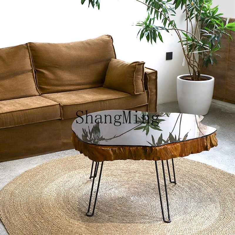 

CL wabi-sabi wind solid wood coffee table living room special-shaped table bed and breakfast small apartment coffee table