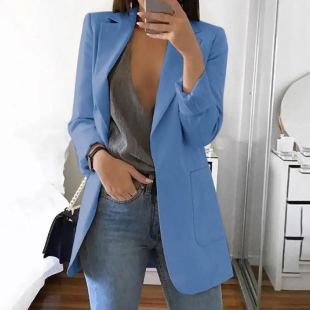 European and American Women Blazer Casual Suit Lapel All-match Open Front Cardigan Temperament Women's Jacket Office Blazer Coat