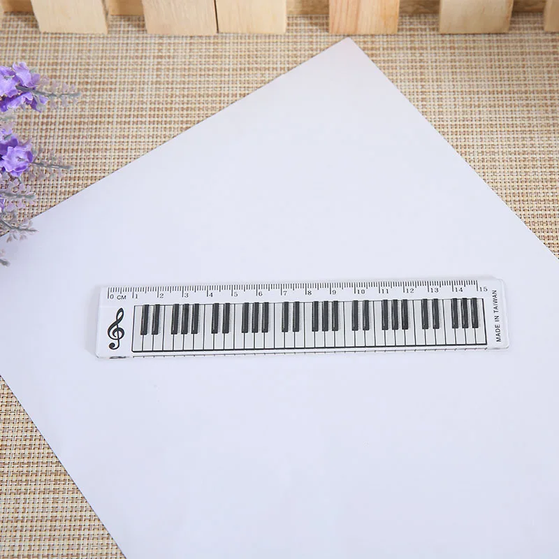 1 szt. 15cm czarno-białe nuty fortepian przezroczyste proste linijki rysowanie linijka miernicza Papeleria De Estudiante