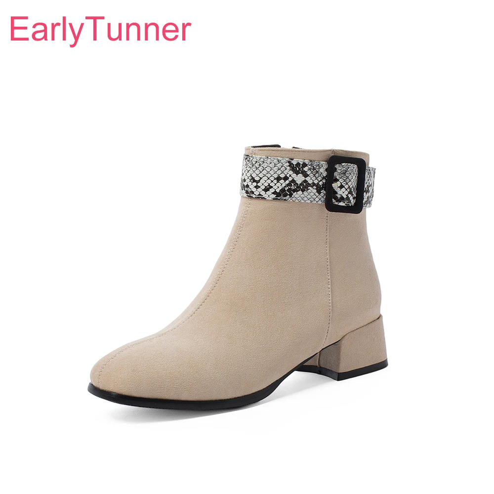 2026 Autumn Mature Women Ankle Boots Round Toe  Med Block Heel Lady Dress Shoes Large Small Plus Size 12 32 43 48 Non-slip