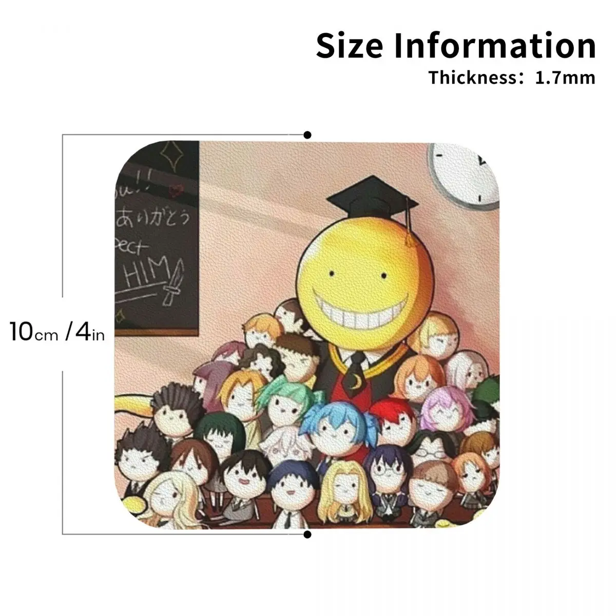 Assassination Classroom Octopus Koro Sensei Coasters PVC Leather Placemats Coffee Mats for Decor Kitchen Dining Pads Set of 6
