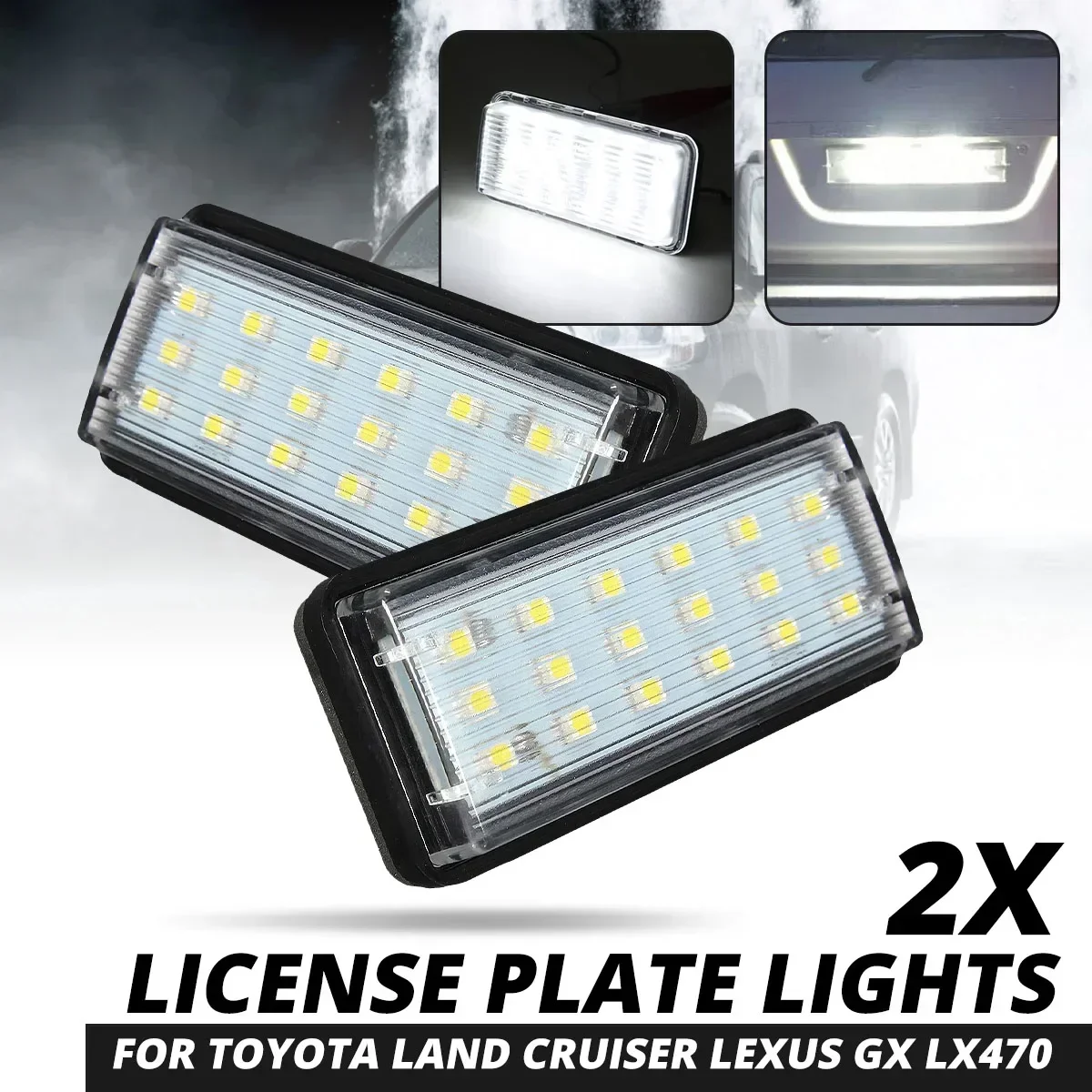 Pair Error Free LED Car Number Plate Light For Toyota Land Cruiser 120 Land Cruiser 200 Prado 200 for Lexus LX470 GX470 Body Kit