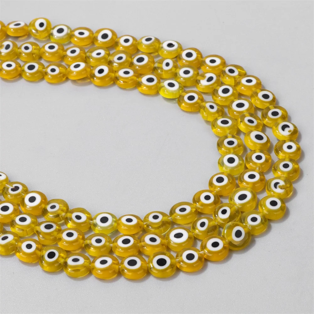 Rondelle Multicolor Evil Eye Beads Oval Charm Round Flat Glazed Glass Lampwork Turkish Eye Beads for Jewelry Making DIY Bracelet