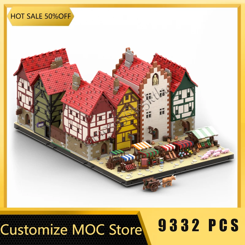 

9332 шт. MOC на заказ, средневековая креативная архитектура, знак, строительные блоки, модель для детей, сделай сам, сборка, рождественские подарки