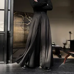 Men Japanese Samurai Pants Loose Casual Vintage Wide Leg Skirt Pants Baggy Trousers Women Dark Black Gothic Pants Stage Clothes