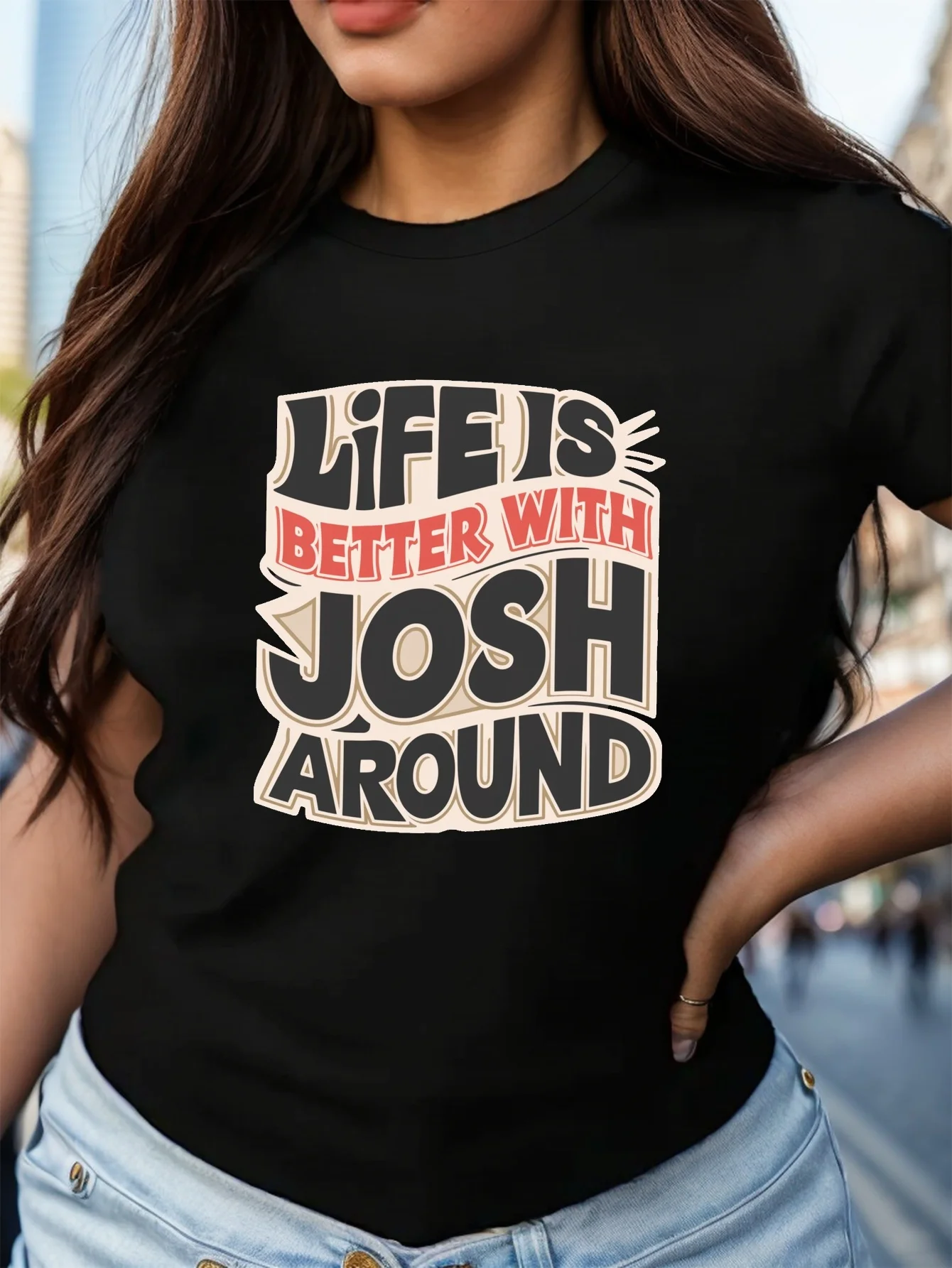 

Life Josh women's comfit t-shirt Fashion Tshirt Round Neck Short Sleeve Regular Fit Slight Stretch Fabric