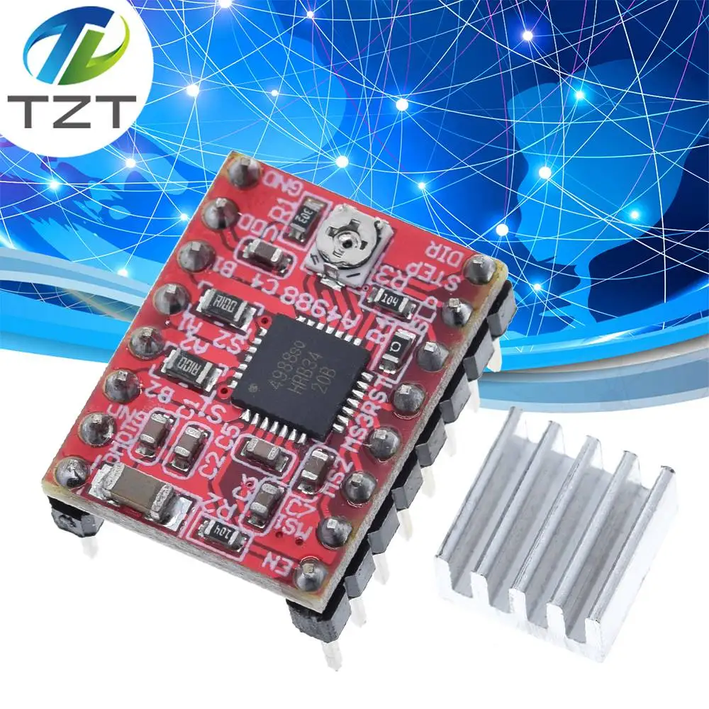 TZT CNC 3D Printer Parts Accessory Reprap pololu A4988 Stepper Motor Driver Module with Heatsink for ramps 1.4 for arduino