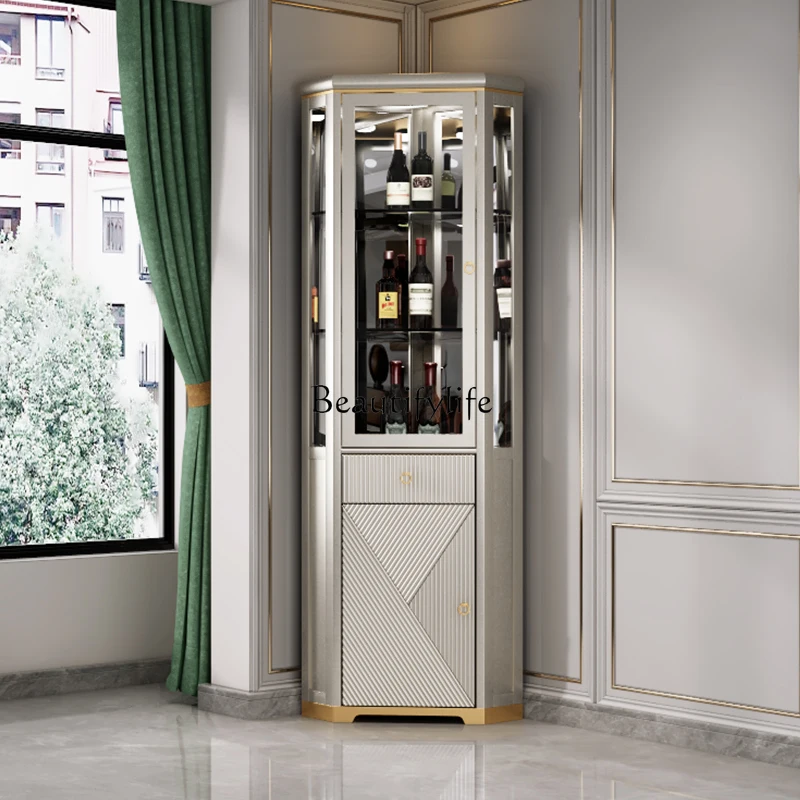 

Living room household corner cabinet triangular glass door modern minimalist