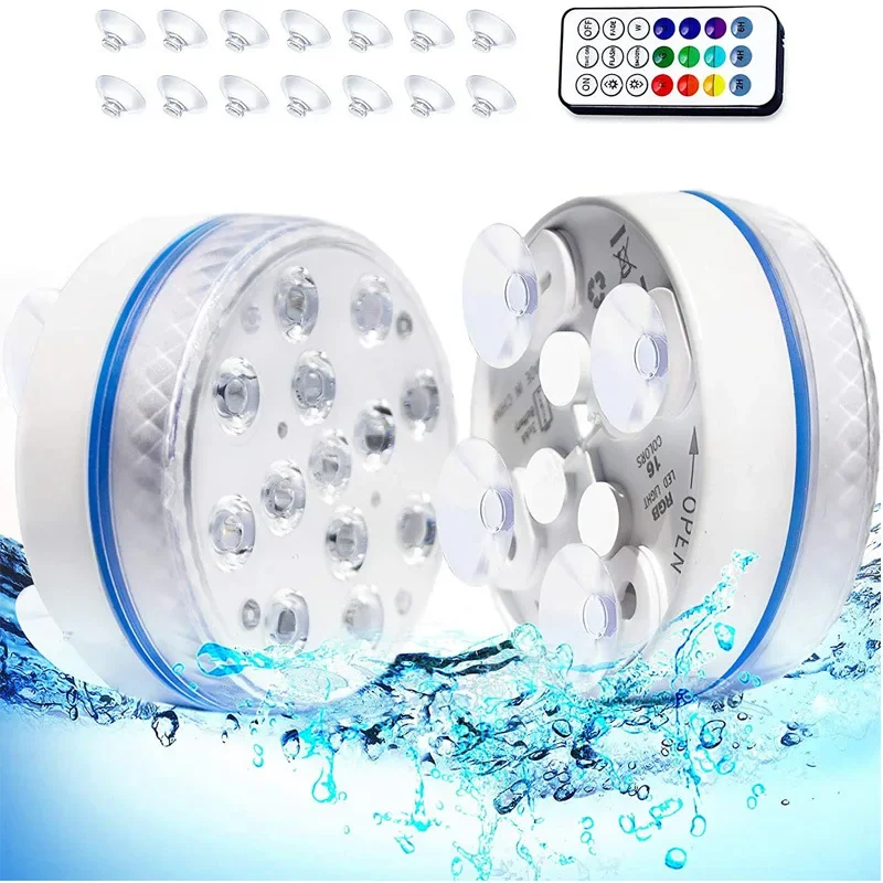 

Updated Submersible Pool Light Magnet Suction Cups Night Lamps IP68 Waterproof RGB Underwater Pool Lights for Pond Aquarium