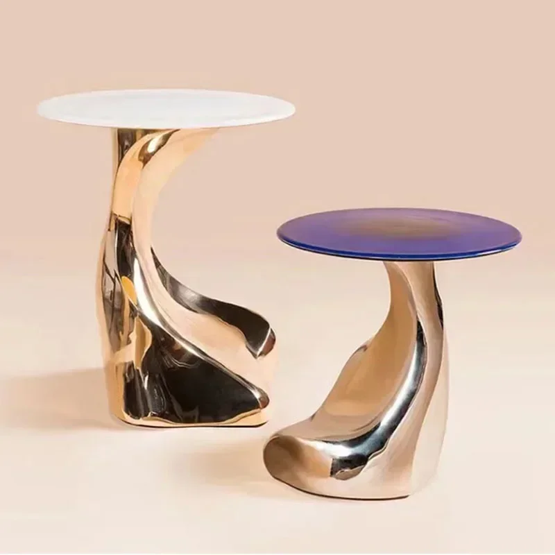 Creative Internet celebrity paint coffee table side table modern casual simple electroplated marble