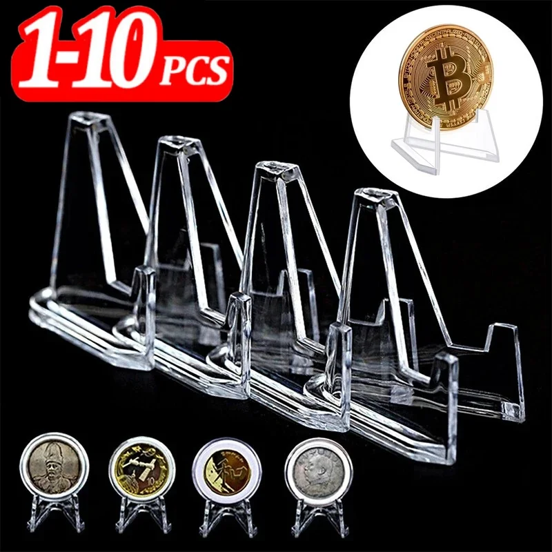 1-10 adet Şeffaf Akrilik Ekran Standı Tutucular Küçük Şövale Raf Oyun Kartı Hatıra Mücadelesi Para Kapsül kart tutucu Desteği