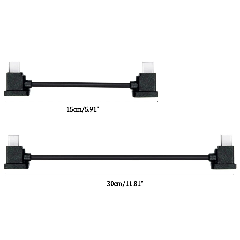 Cable de datos OTG tipo C a tipo C para teléfono Android, conector de ángulo recto para Mavic Air 2/Mini 2/FPV Air S2, 15cm/30cm, 90 grados