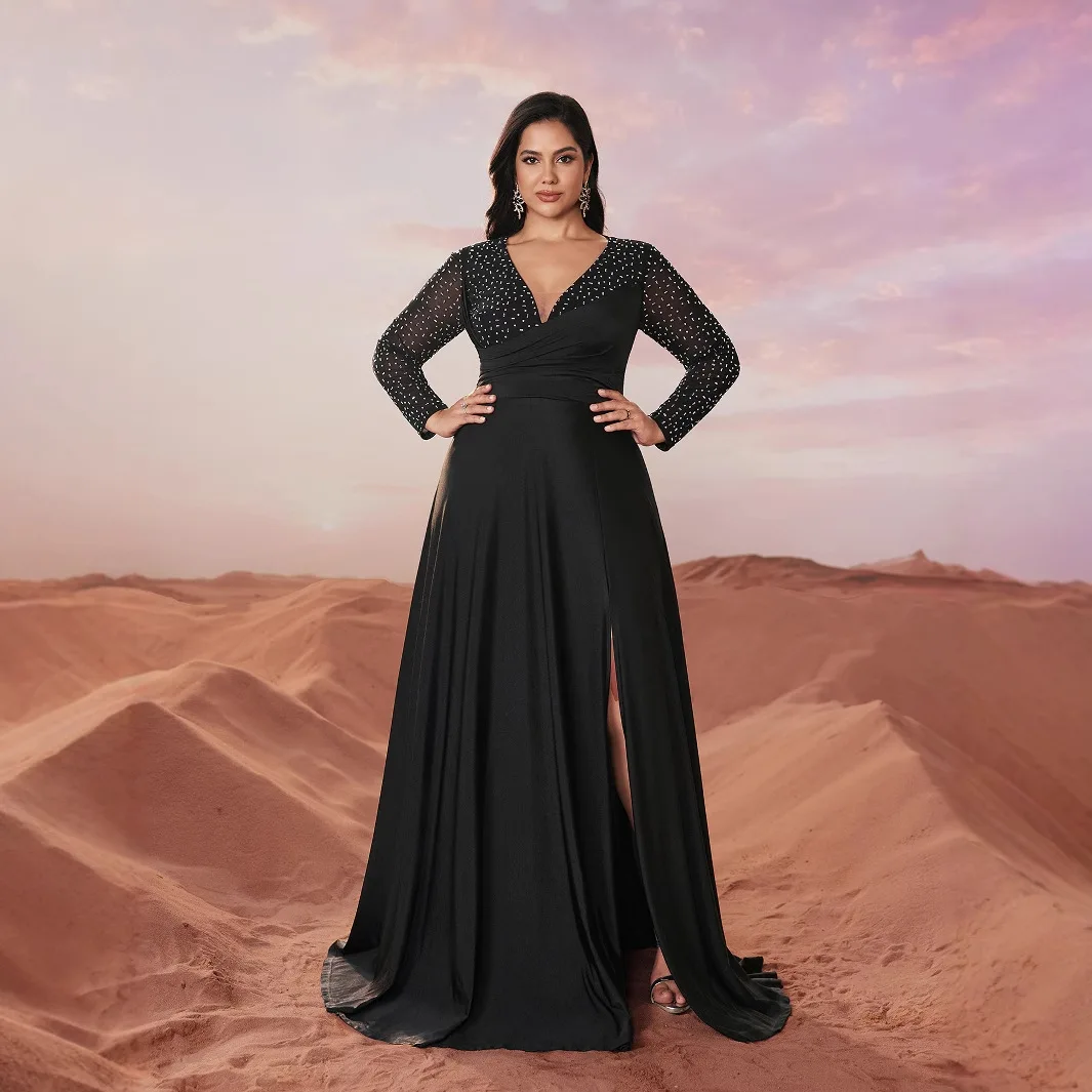 

Ele Long Sve V-Ne Цвет Dr Вечернее платье длиной до пола с бисером FMGZ654 Вечернее платье