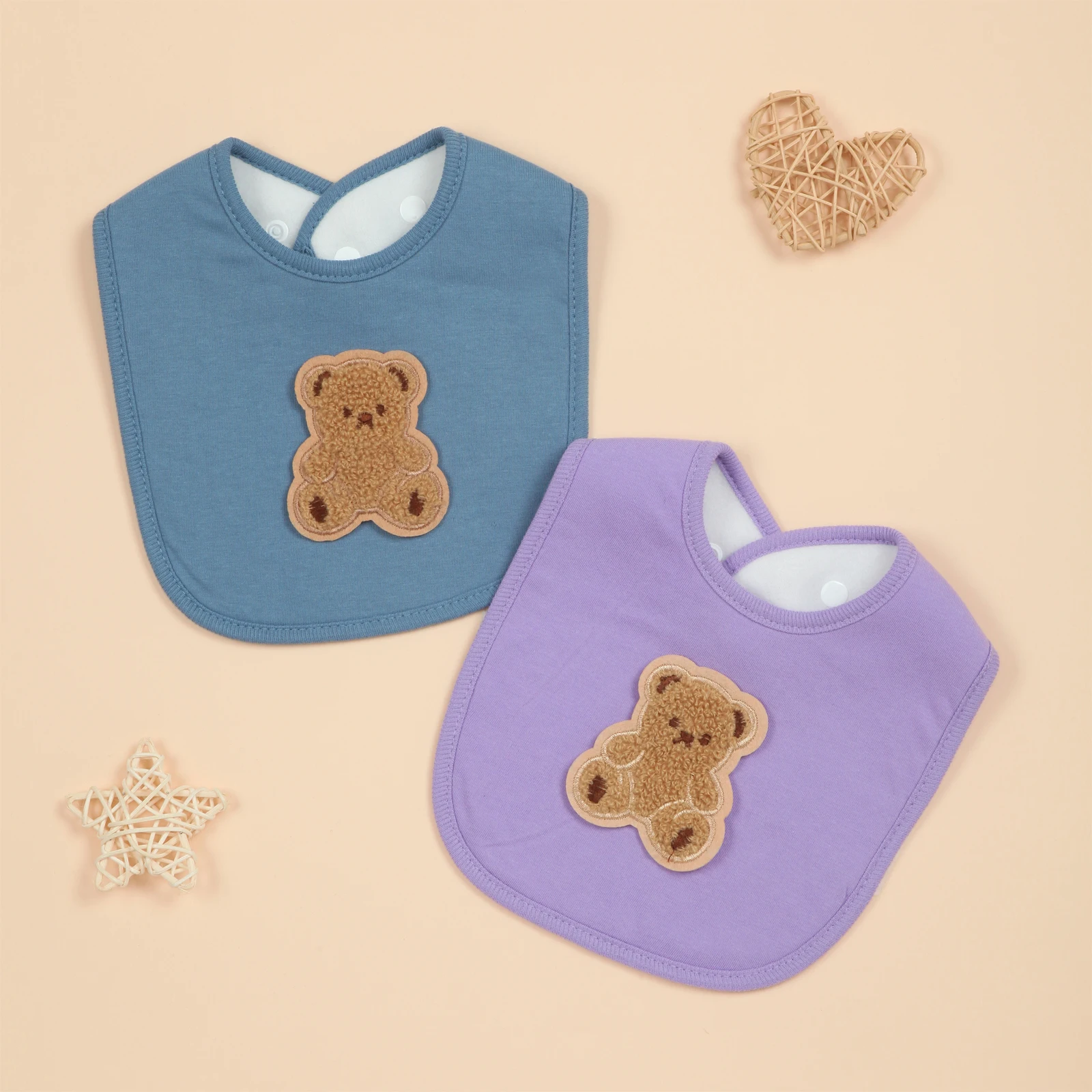 

Толстые мягкие детские нагрудники для слюнотечения, прорезывания зубов, кормления, 2 упаковки впитывающих нагрудников для младенцев для мальчиков и девочек, синие и фиолетовые