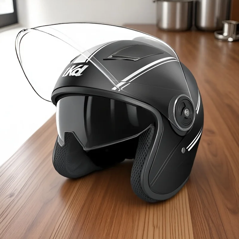 

New Model Electric Vehicle Helmet Motorcycle Helmet Riding Motorcycle Helmet Four Seasons Double-Lens Helmet Anti-Fog Model