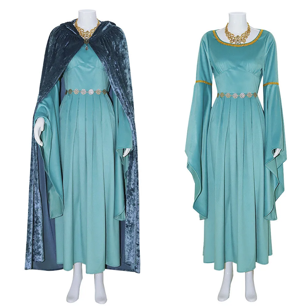 

Blue Princess Dress Cape The Lord Cosplay of The Rings Gandalf Cosplay Costume Full Set Fantasia Halloween Carnival Party Suit