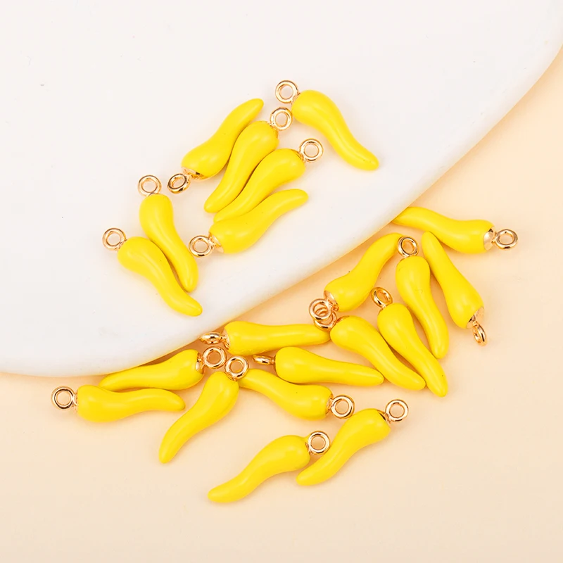 10Pcs Enamel Alloy Chilli Charm for Cute Earrings Red Pepper Pendant Necklace Women Jewelry Making Supplies DIY Ornaments