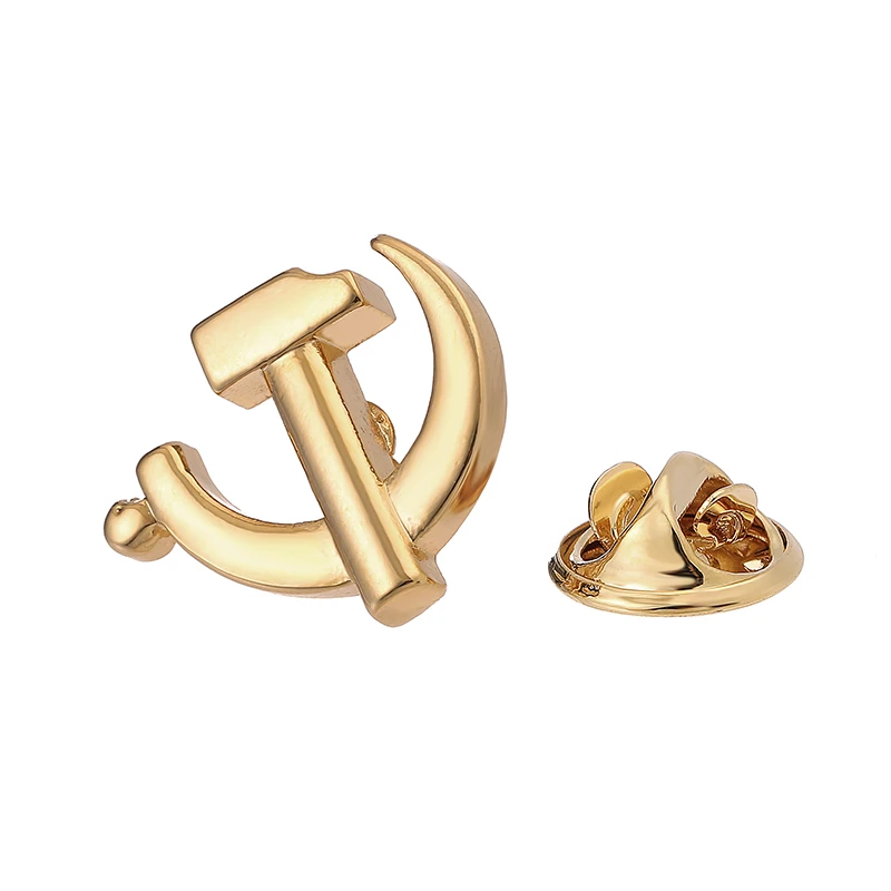 Copper material hammer sickle party emblem brooch fashion men's suit coat lapel pin women's backpack hat badge jewelry wholesale