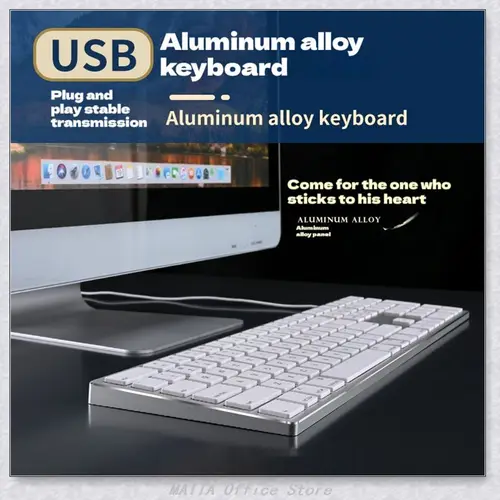 금속 알루미늄 합금 유선 키보드, 애플 컴퓨터 Miaokong 키보드, 맥 사일런트 초박형 오피스 게임