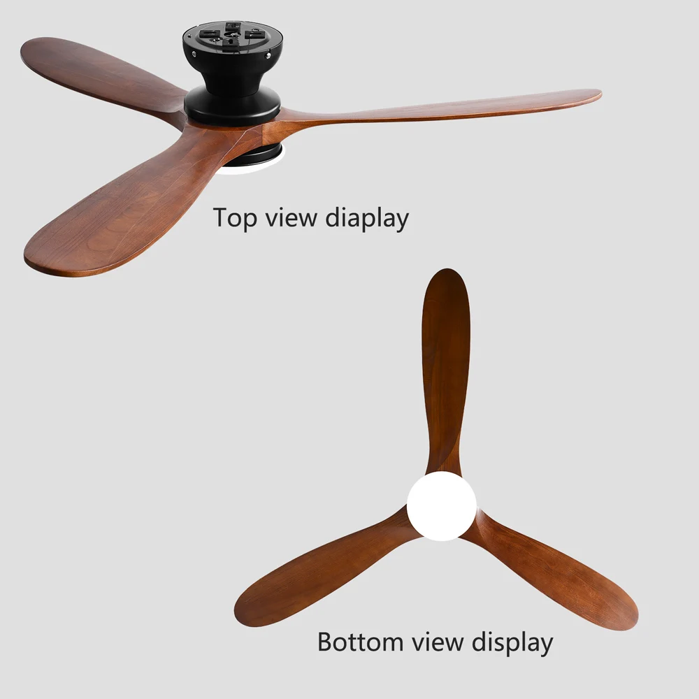 36/42/52inch Low Floor Ceiling Fan Light Remote Control Led Lights Indoor Restaurant Solid Wood Fan Leaves With Fan Chandelier image 6