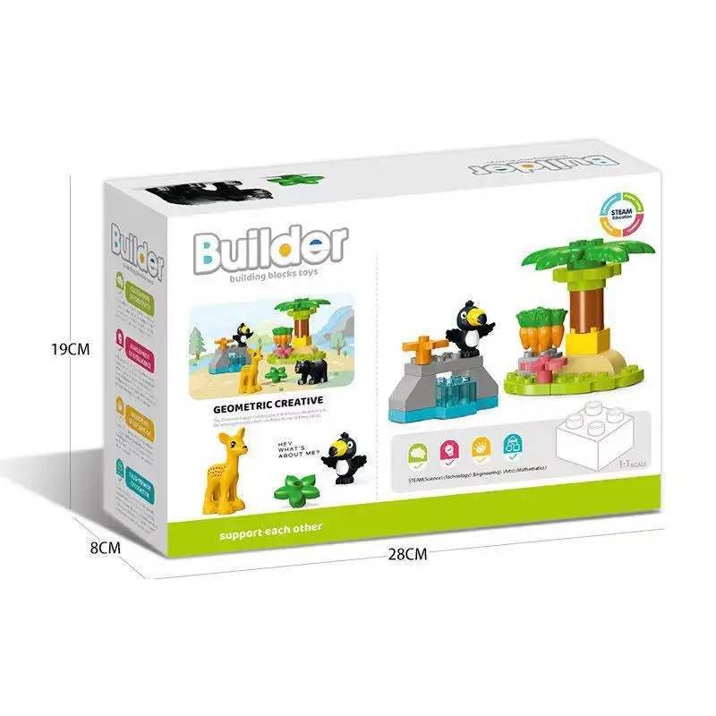 21 ピース/セットクリエイティブ森林動物シリーズ大粒子ビルディングブロック早期教育パズルのおもちゃ子供のためのクリスマスギフト