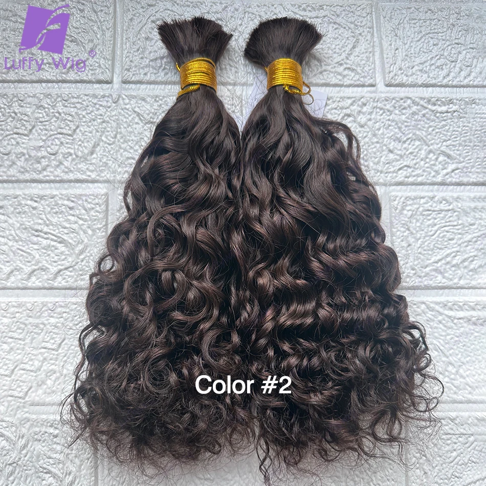 Bulk Human Hair for Braiding Wet and Wavy Water Wave Wholesale No Weft Double Drawn Burmese Boho Braids Human Hair Extensions