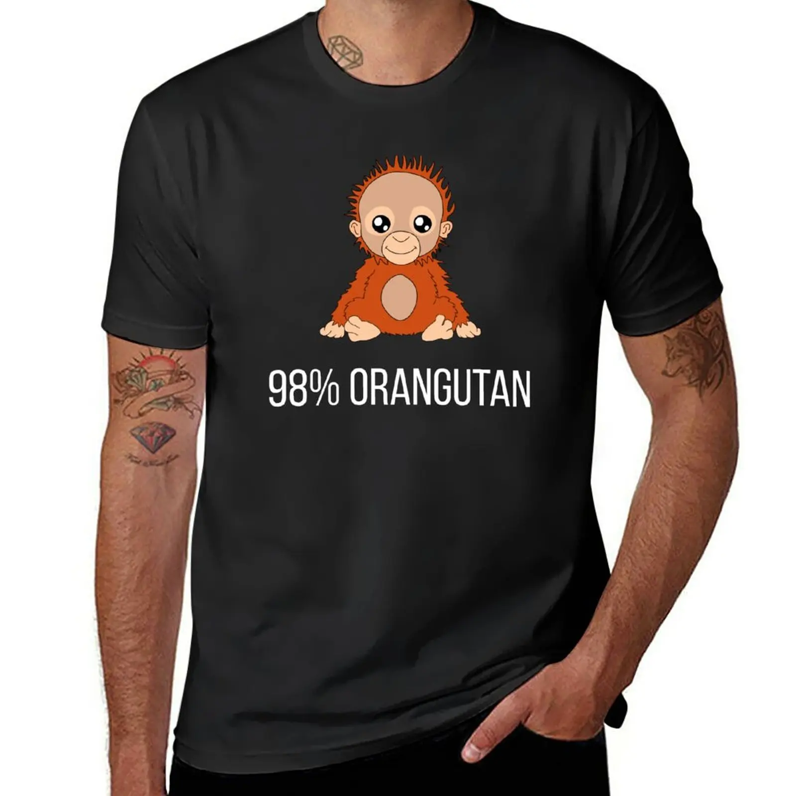 Camiseta de orangután para hombre, camisas estampadas, ropa vintage, 98%