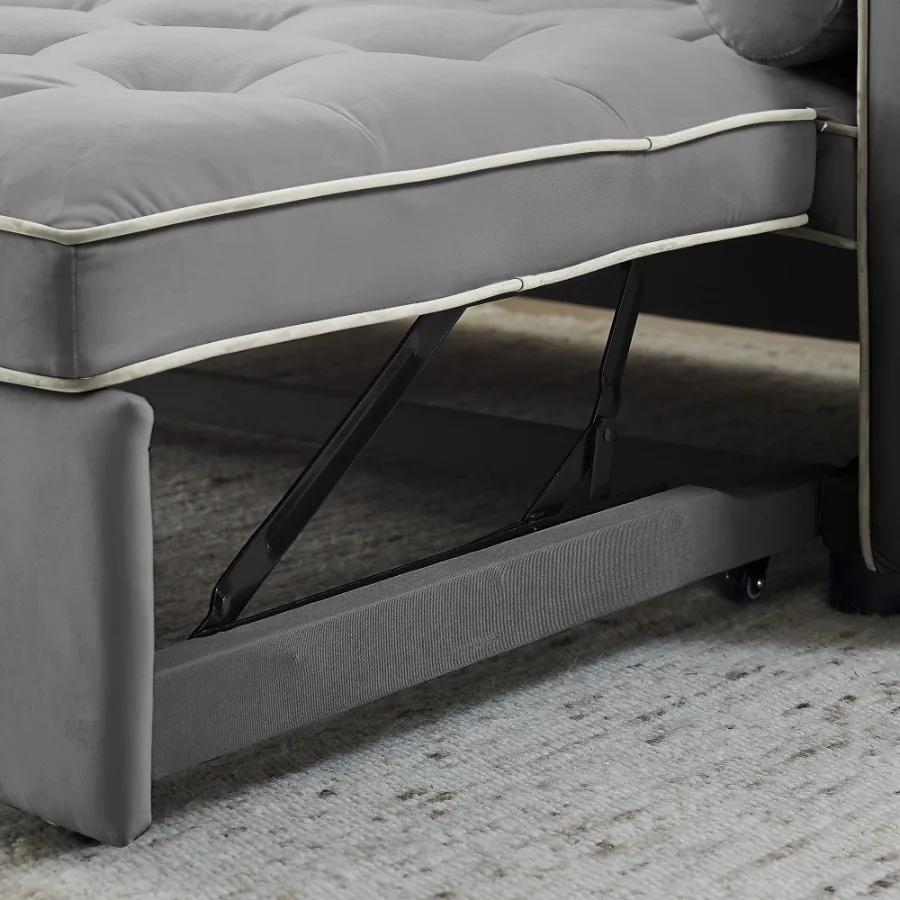 Modern 55.5" Pull Out Sleep Sofa Bed 2 Seater Loveseats Sofa Couch with side pockets Adjsutable Backrest and Lumbar Pillows for