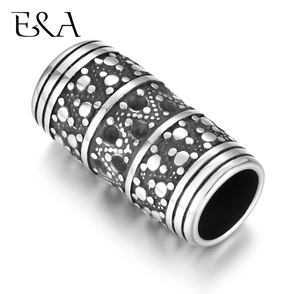 Stainless Steel Slider Tube Beads Blacken Slide Charms For 8mm Leather Bracelet DIY Accessories Jewelry Making Supplies